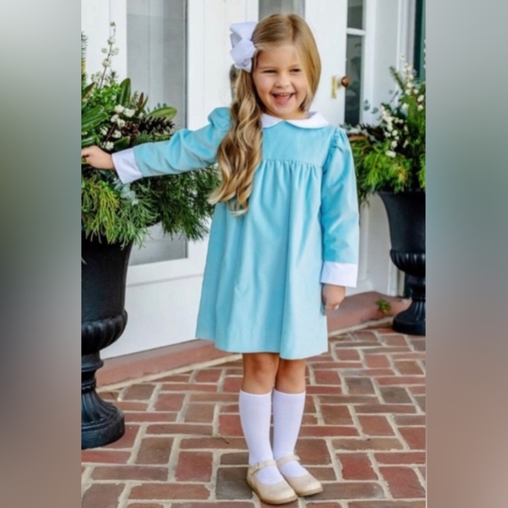 SOLD TBBC Patsy’s Dinner Dress - Brookline Blue Velveteen - Size 2T